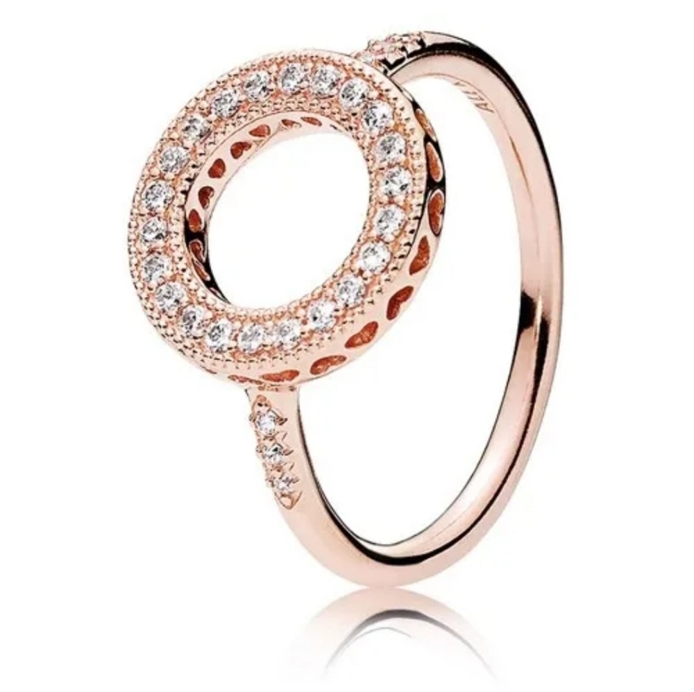 Pandora Sparkling Halo Ring-Rose Gold (size54/size 7)- tanrished and faded back